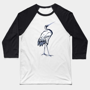 Blue Japanese Crane Baseball T-Shirt